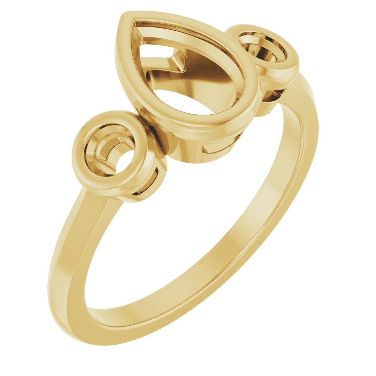 Bezel-Set Three-Stone Engagement Ring