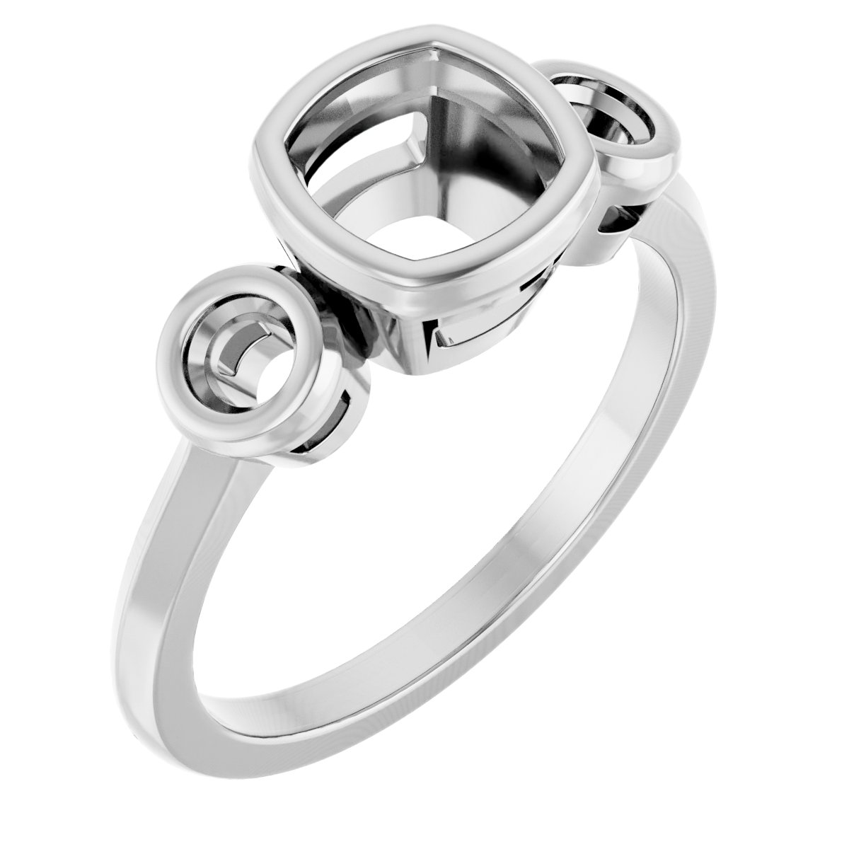 Bezel-Set Three-Stone Engagement Ring