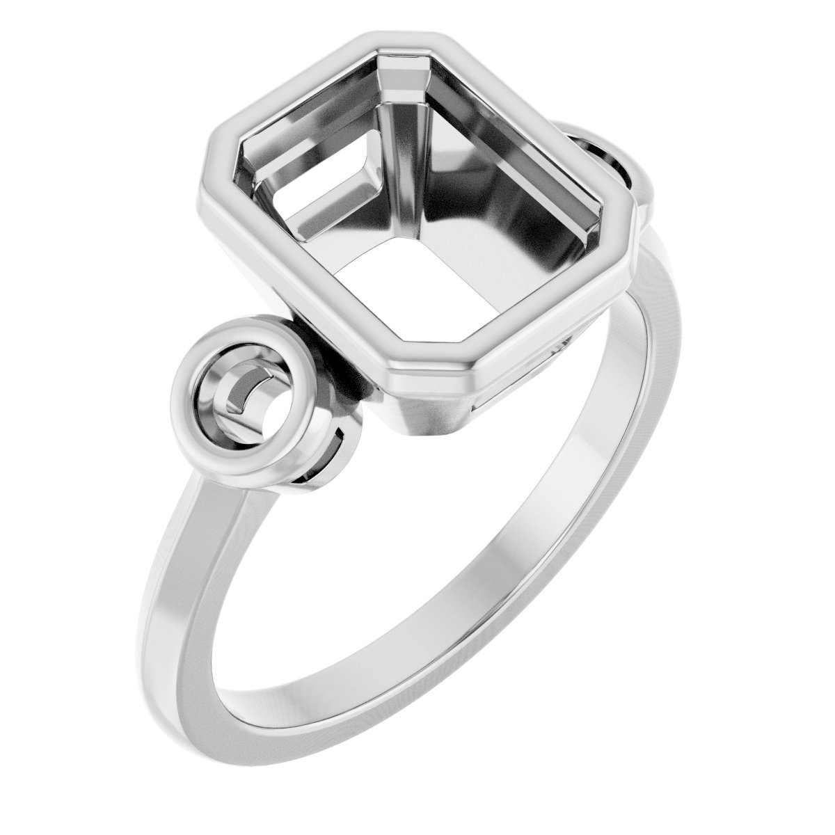 Bezel-Set Three-Stone Engagement Ring