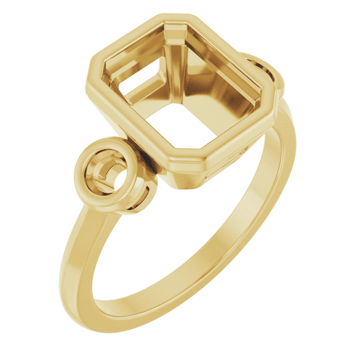 Bezel-Set Three-Stone Engagement Ring