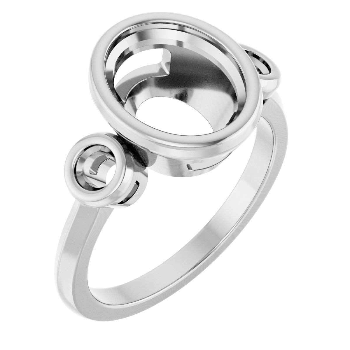 Bezel-Set Three-Stone Engagement Ring