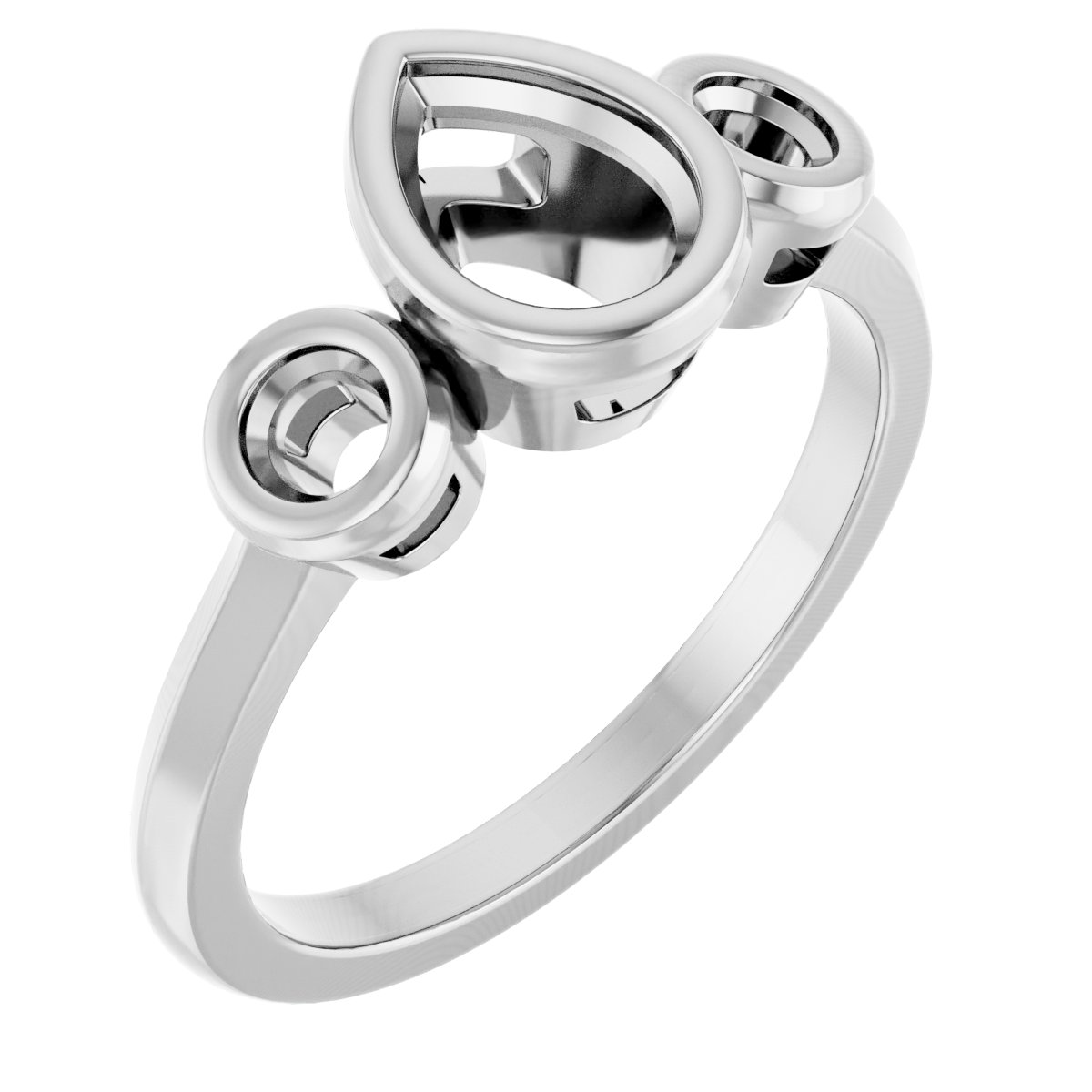 Bezel-Set Three-Stone Engagement Ring