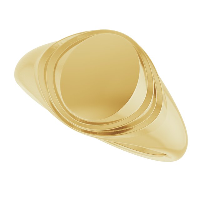 14K Yellow 11.3x14.6 mm Engravable Oval Signet Ring