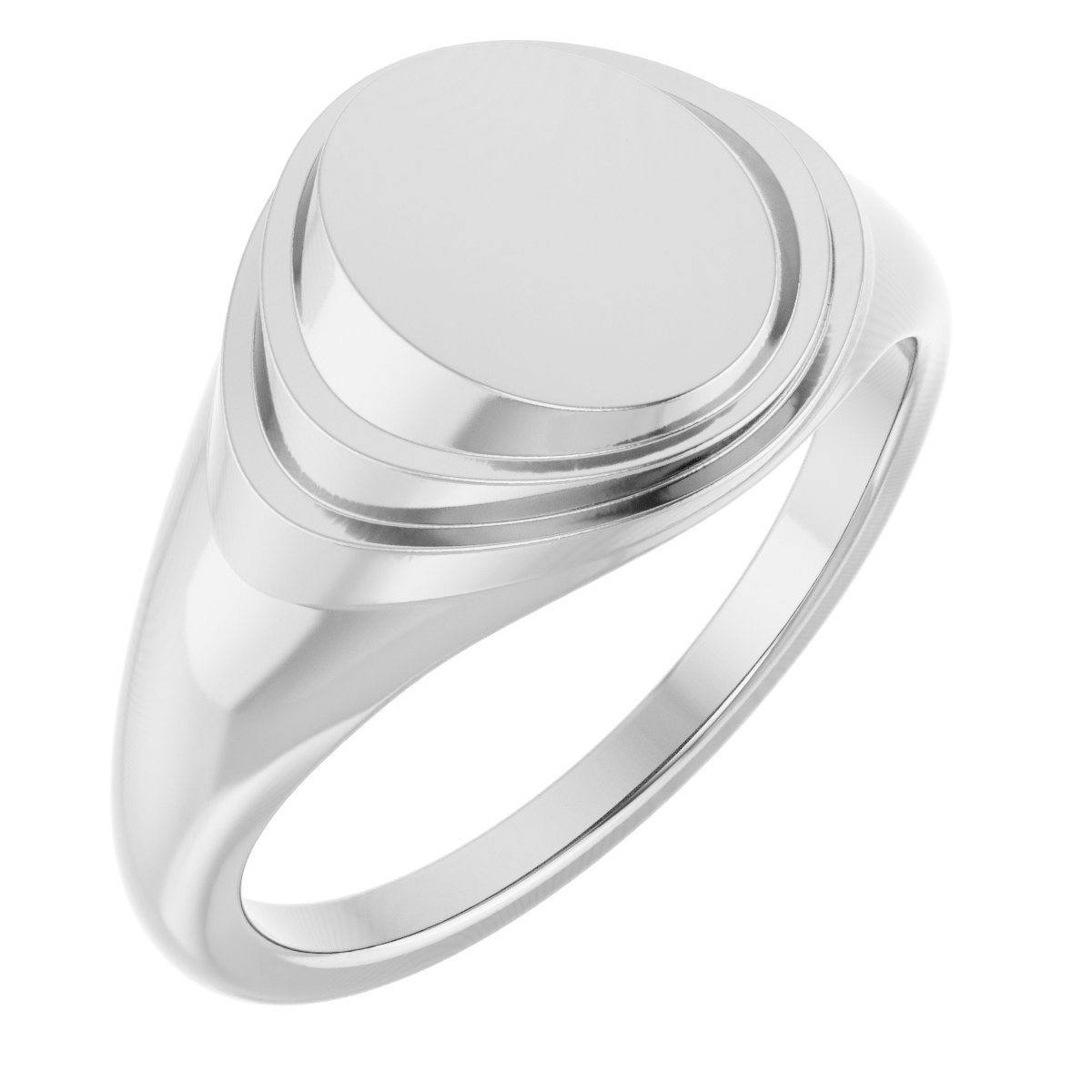 Sterling Silver 11.3x14.6 mm Engravable Oval Signet Ring