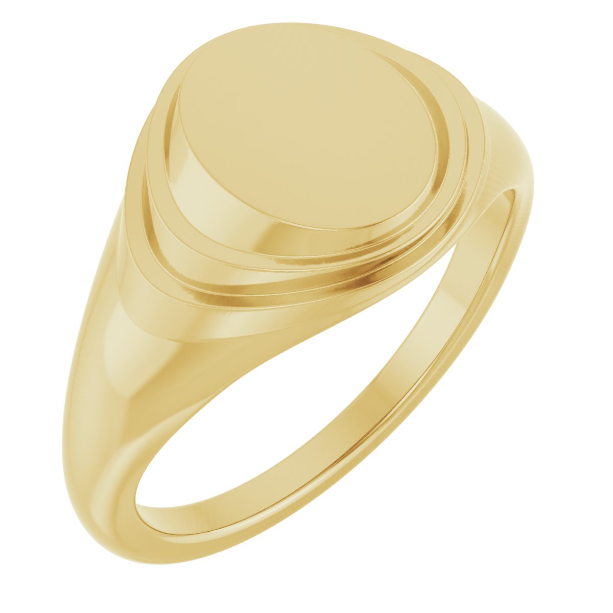 14K Yellow 11.3x14.6 mm Engravable Oval Signet Ring