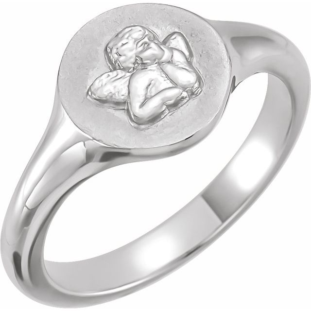 Sterling Silver Cherub Angel Pinky Ring