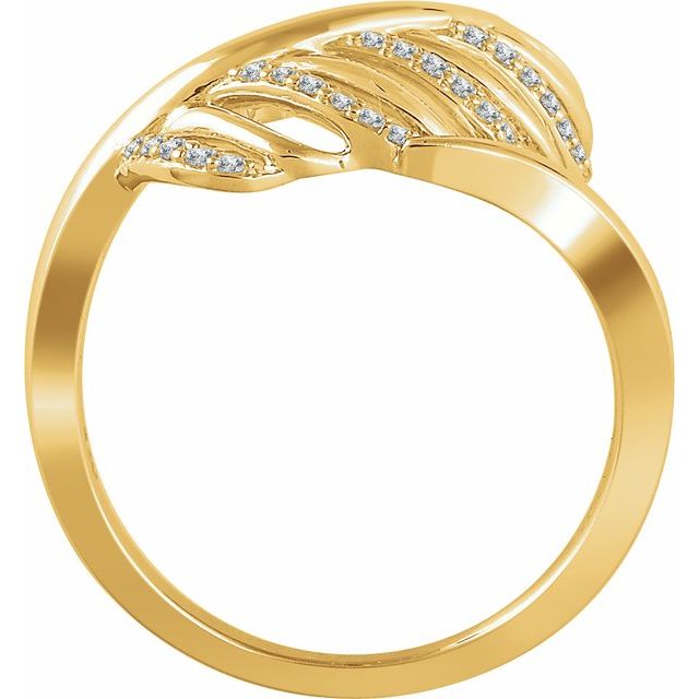 14K Yellow 1/5 CTW Diamond Leaf Ring