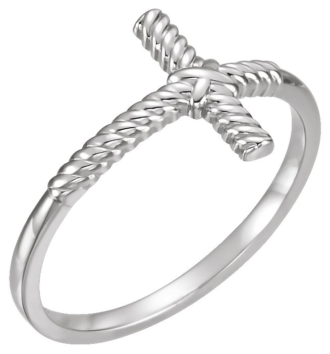Continuum Sterling Silver Rope Sideways Cross Ring