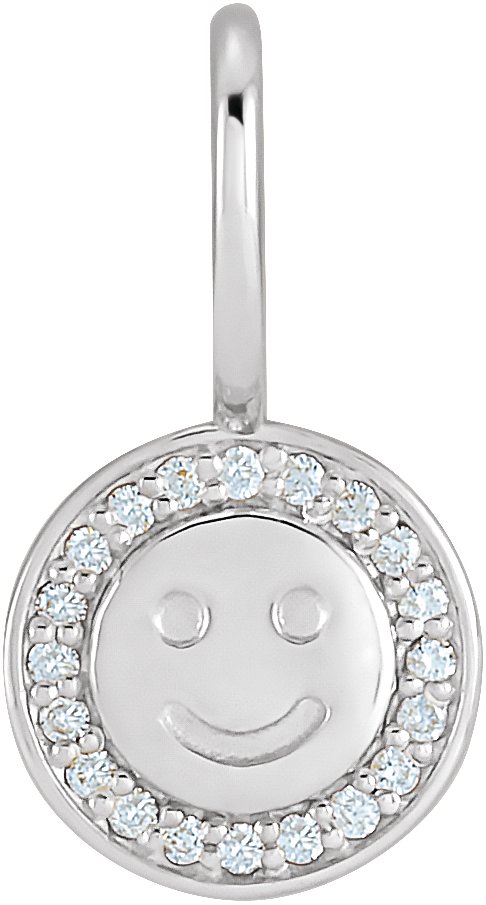 Platinum .04 CTW Natural Diamond Smiley Face Charm or Pendant Ref 18947218