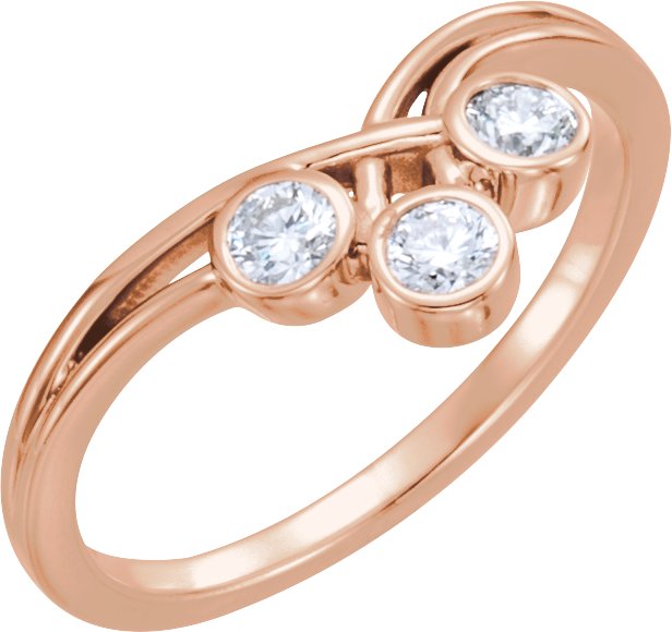 14K Rose 1/3 CTW Natural Diamond Three-Stone Ring