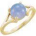 14K Yellow 8 mm Natural Blue Chalcedony Cabochon Ring