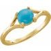 14K Yellow 6 mm Natural Turquoise Cabochon Ring