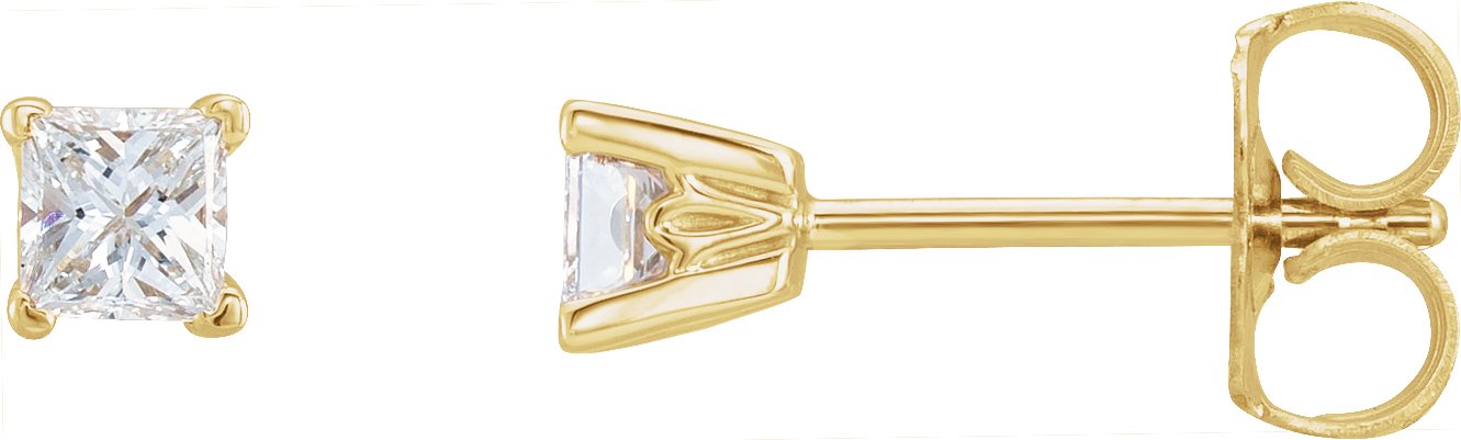 14k Solid Gold Diamond Cross Stud Ear Rings (.05CTW)