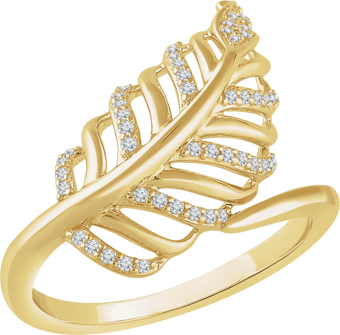 14K Yellow 1/5 CTW Diamond Leaf Ring