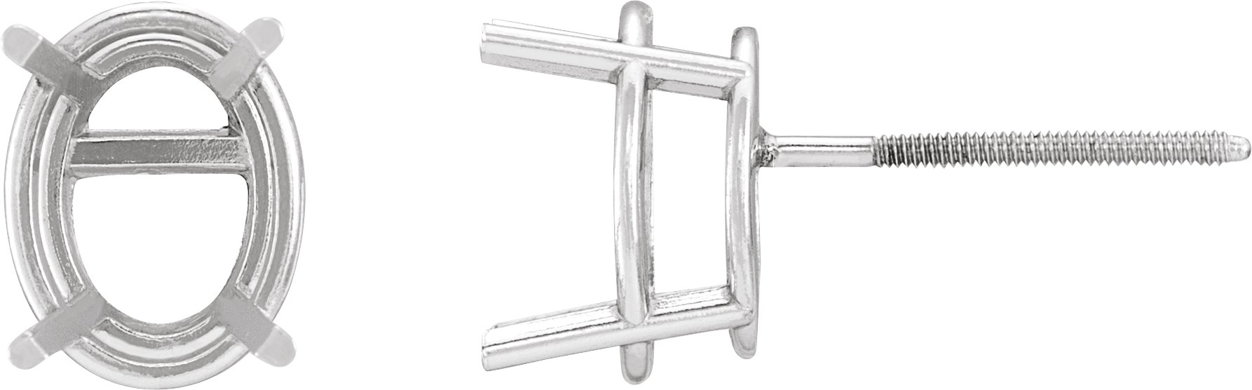 Oval 4-Prong Lightweight Stud Earrings