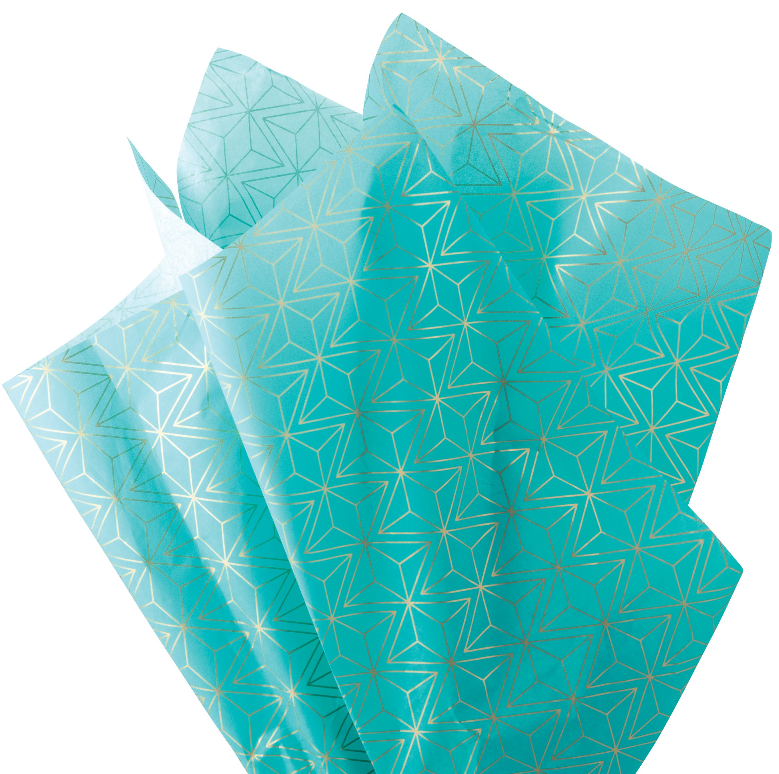 Gold & Aqua Geometric Print Tissue Paper