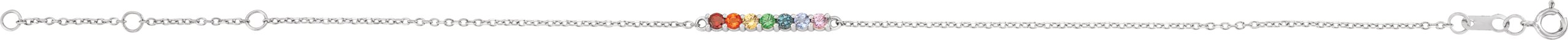 Sterling Silver Natural Multi-Gemstone Bar 6 1/2-7 1/2 Bracelet