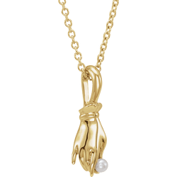 seed pearl buddha hand necklace