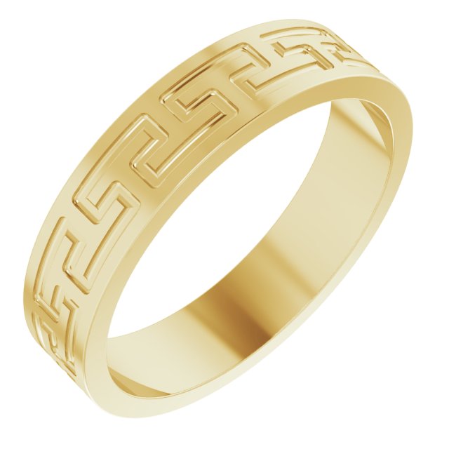 14K Yellow 5 mm Greek Key Band