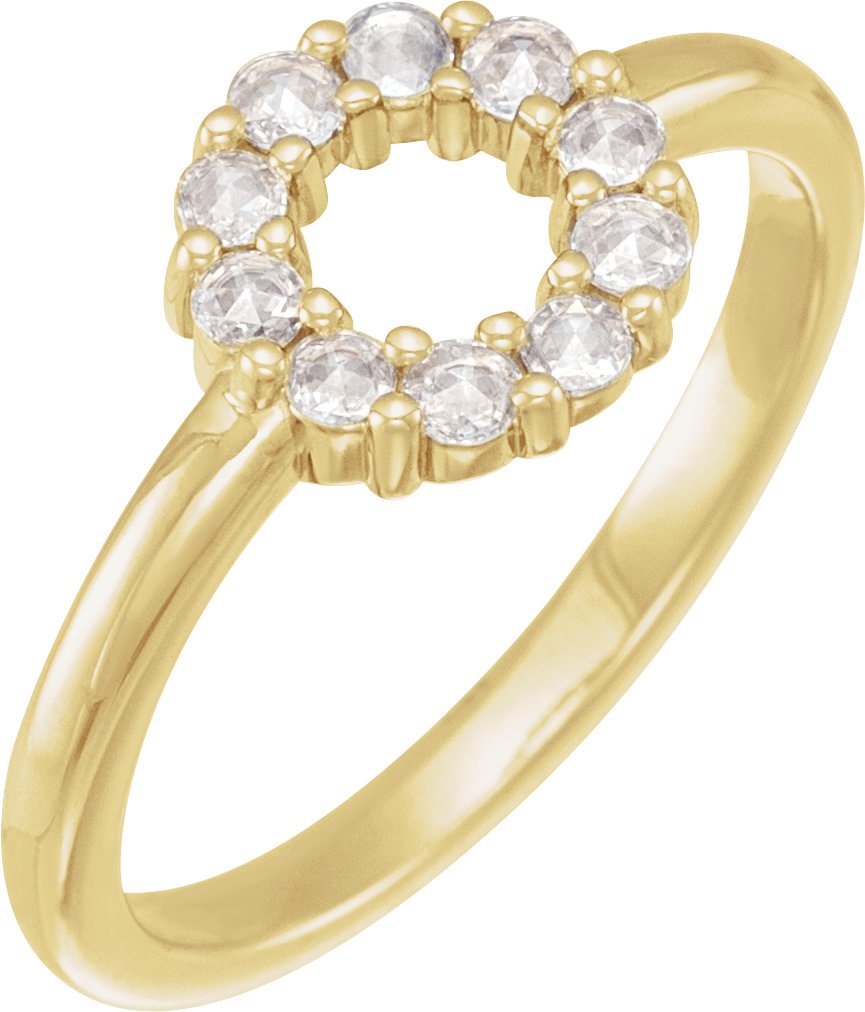 14K Yellow 1/5 CTW Natural Diamond Rose-Cut Halo-Style Ring 