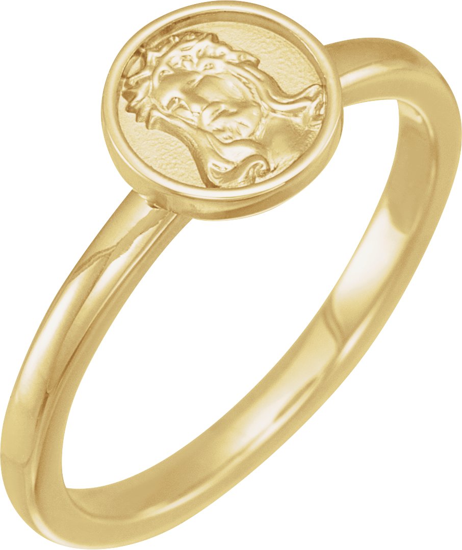 14K Yellow Jesus Ring 