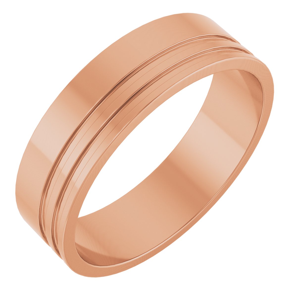 14K Rose 6 mm Grooved Band Size 9.5