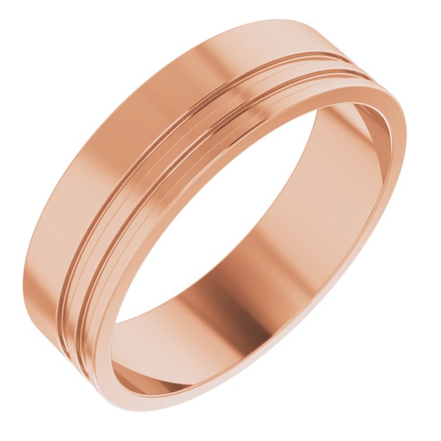 14K Rose 6 mm Grooved Band Size 9.5