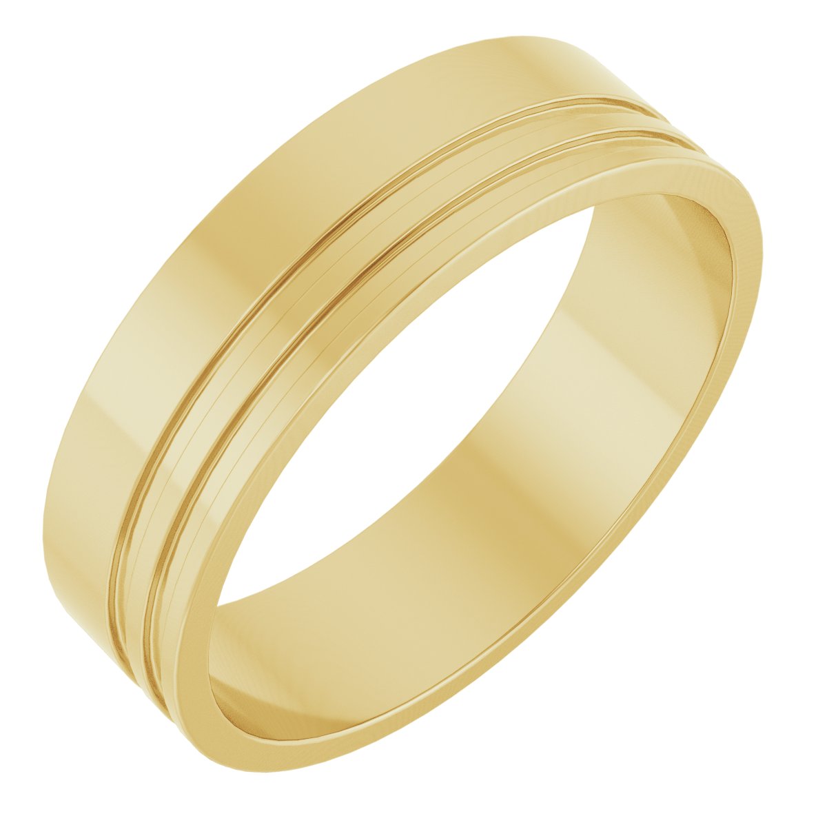 14K Yellow 6 mm Grooved Band Size 10