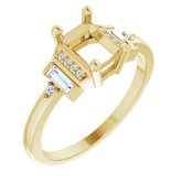 14K Yellow 7x5 mm Emerald 1/6 CTW Natural Diamond Semi-Set Engagement Ring