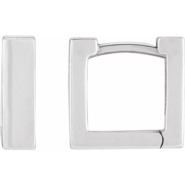 Sterling Silver 10 mm Square Hoop Huggie Earrings