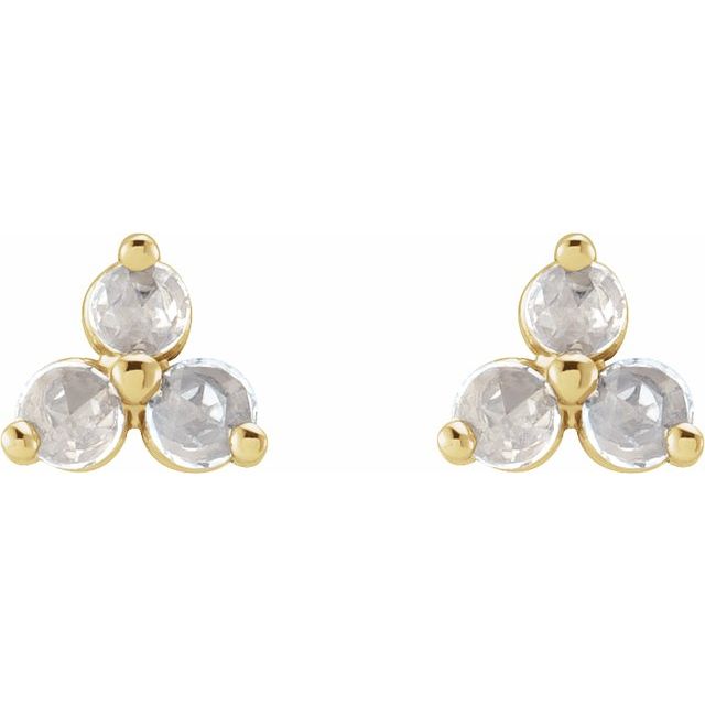 14K Yellow 1/8 CTW Rose-Cut Natural Diamond Three-Stone Earrings