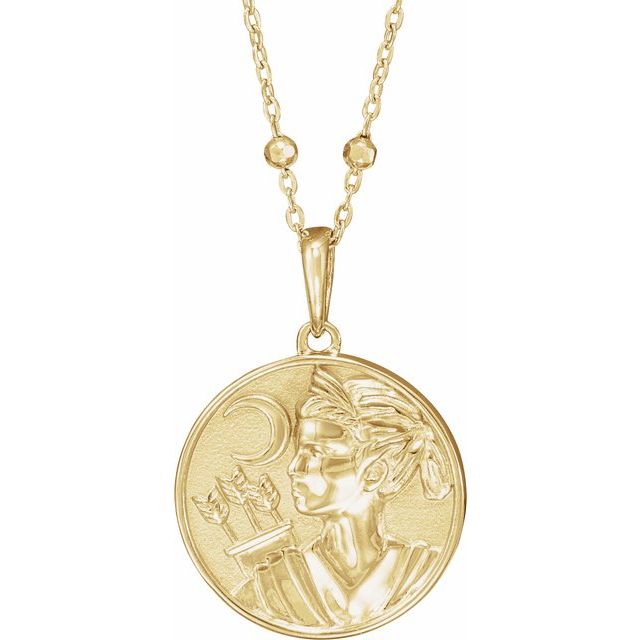 14K Yellow Artemis Coin 18 Necklace