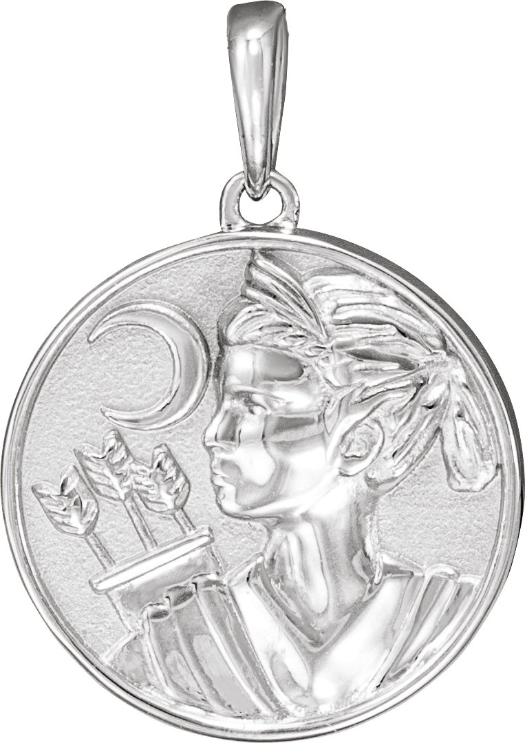 Sterling Silver 21.9x14.9 mm Artemis Coin Pendant