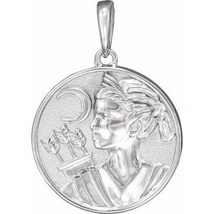 Sterling Silver 21.9x14.9 mm Artemis Coin Pendant