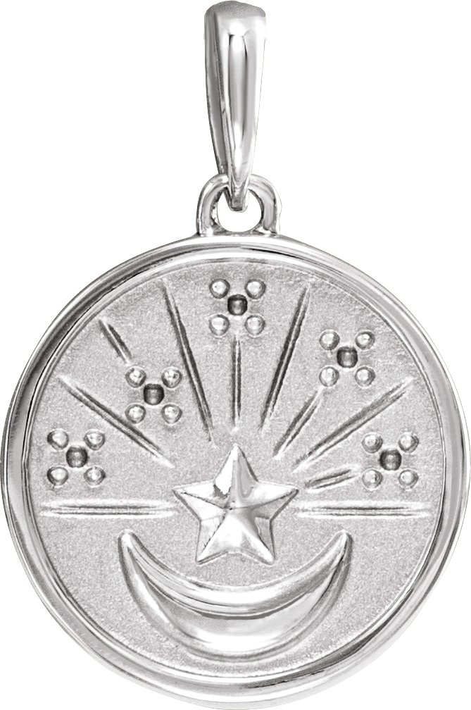 Sterling Silver 1 mm Round Petite Celestial Coin Pendant Mounting
