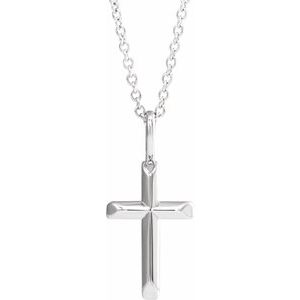 Sterling Silver 18x9 mm Knife-Edge Cross 16-18" Necklace