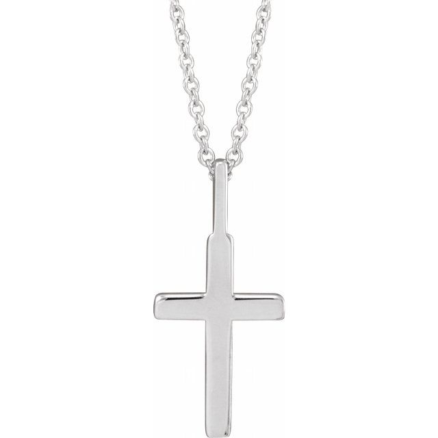Sterling Silver 20x11 mm Knife-Edge Cross 16-18 Necklace