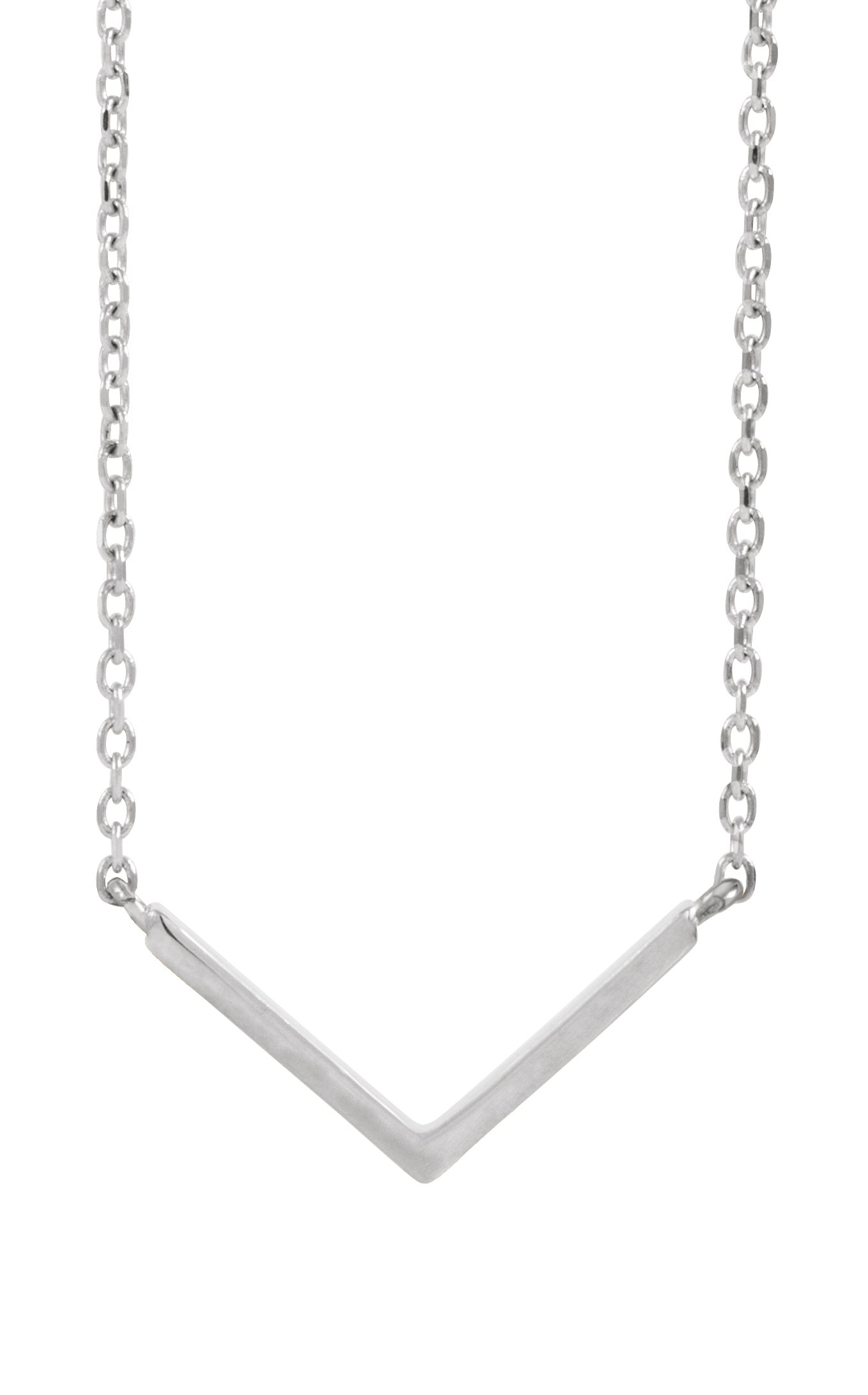14K White  Minimalist V 18" Necklace