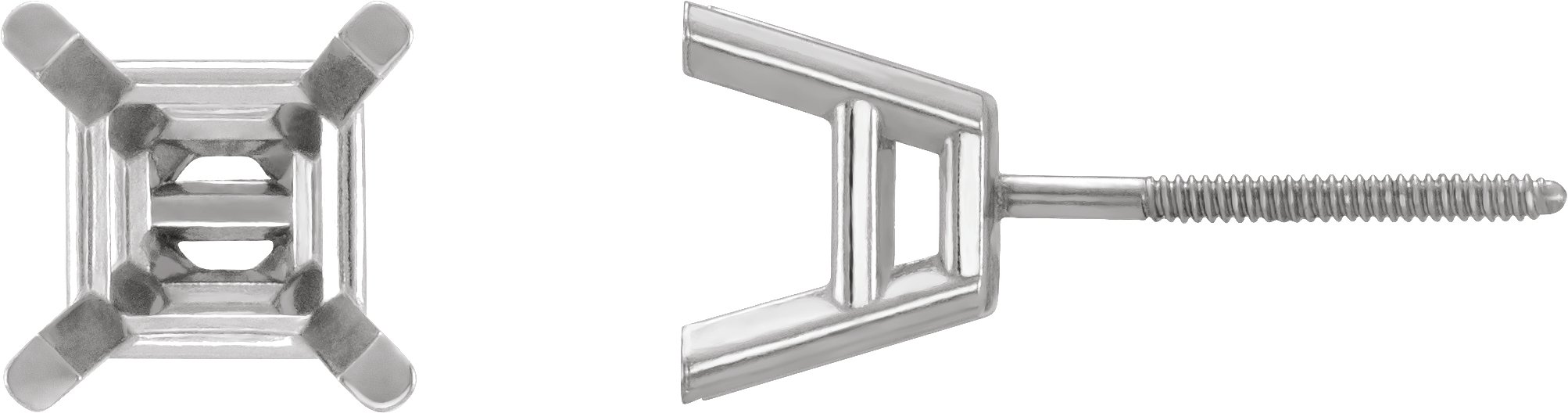 Square 4-Prong Lightweight Stud Earrings