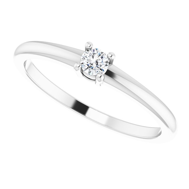 14K White Natural White Sapphire Ring