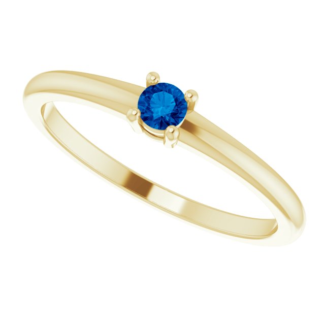 14K Yellow Natural Blue Sapphire Ring