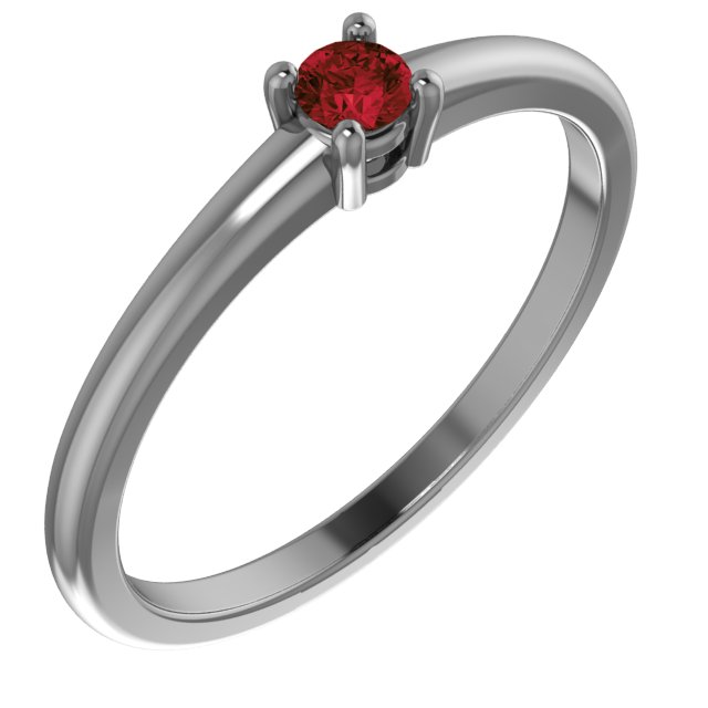 Sterling Silver Natural Garnet Mozambique Ring
