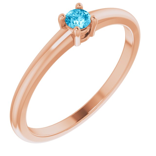 14K Rose Natural Aquamarine Ring