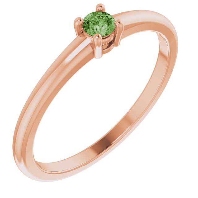 14K Rose Natural Green Sapphire Ring