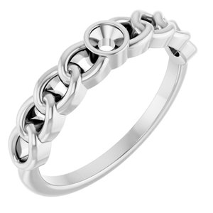 Platinum 3 mm Round Curb Chain Ring Mounting