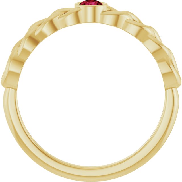 14K Yellow Natural Ruby Curb Chain Ring