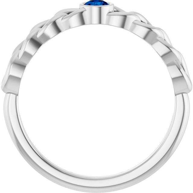 Sterling Silver Natural Blue Sapphire Curb Chain Ring