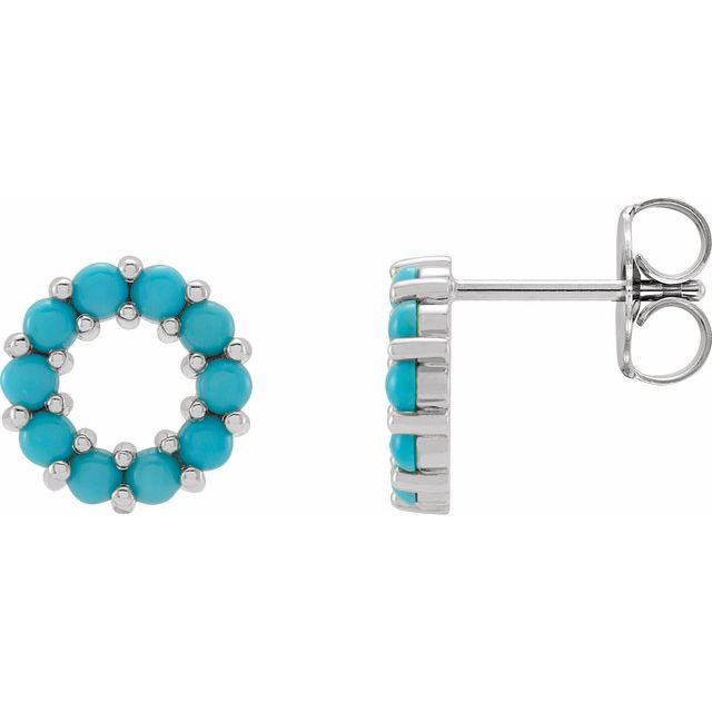 Sterling Silver Natural Turquoise Cabochon Earrings