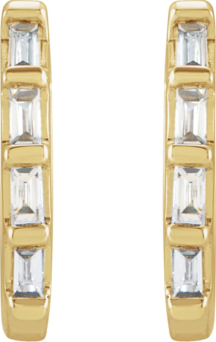 14K Yellow 1/10 CTW Natural Diamond Huggie Earrings