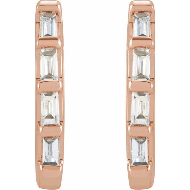 14K Rose 1/10 CTW Natural Diamond Huggie Earrings